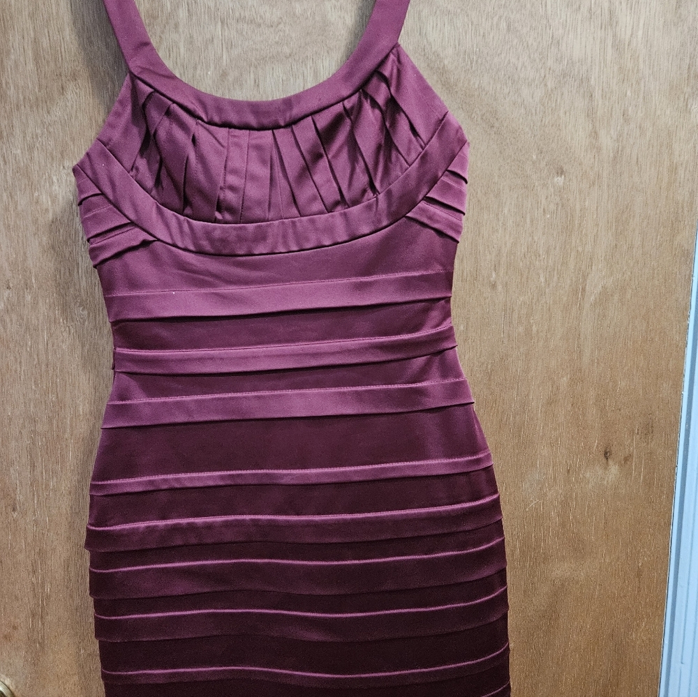 BCBGMaxAzria Sleeveless Pleated Bandage Dress - Wine